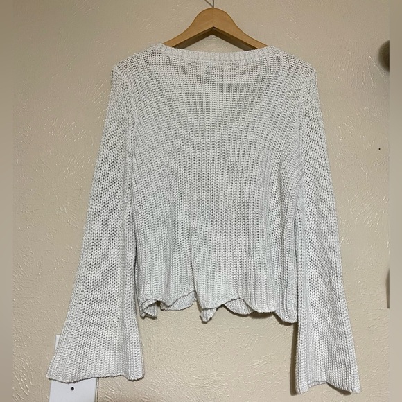 AERIE Cable Knit Gray shimmer Sweater Large - Picture 2 of 3